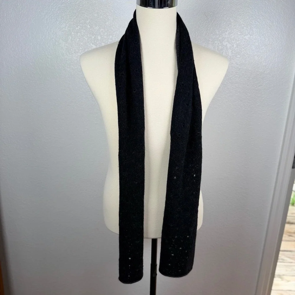 Eileen Fisher 100% Cashmere Pointelle Knit Rectangle Slim Scarf 69